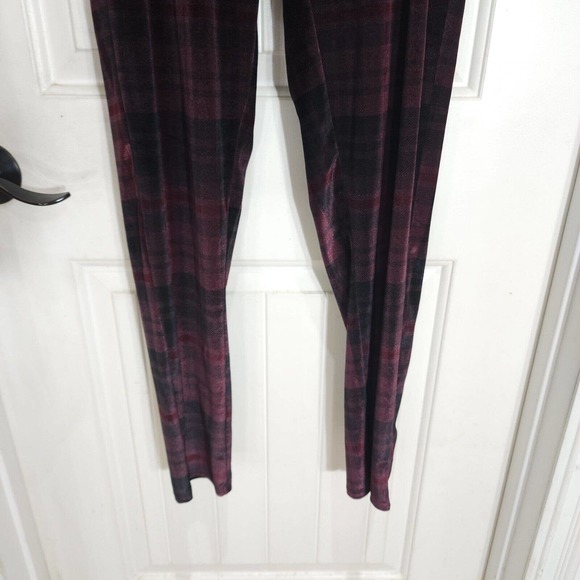Nasty Gal Womens Pants Top Set Plaid About You Maroon Co Ord Velvet Velour Sz 4 - Picture 5 of 11